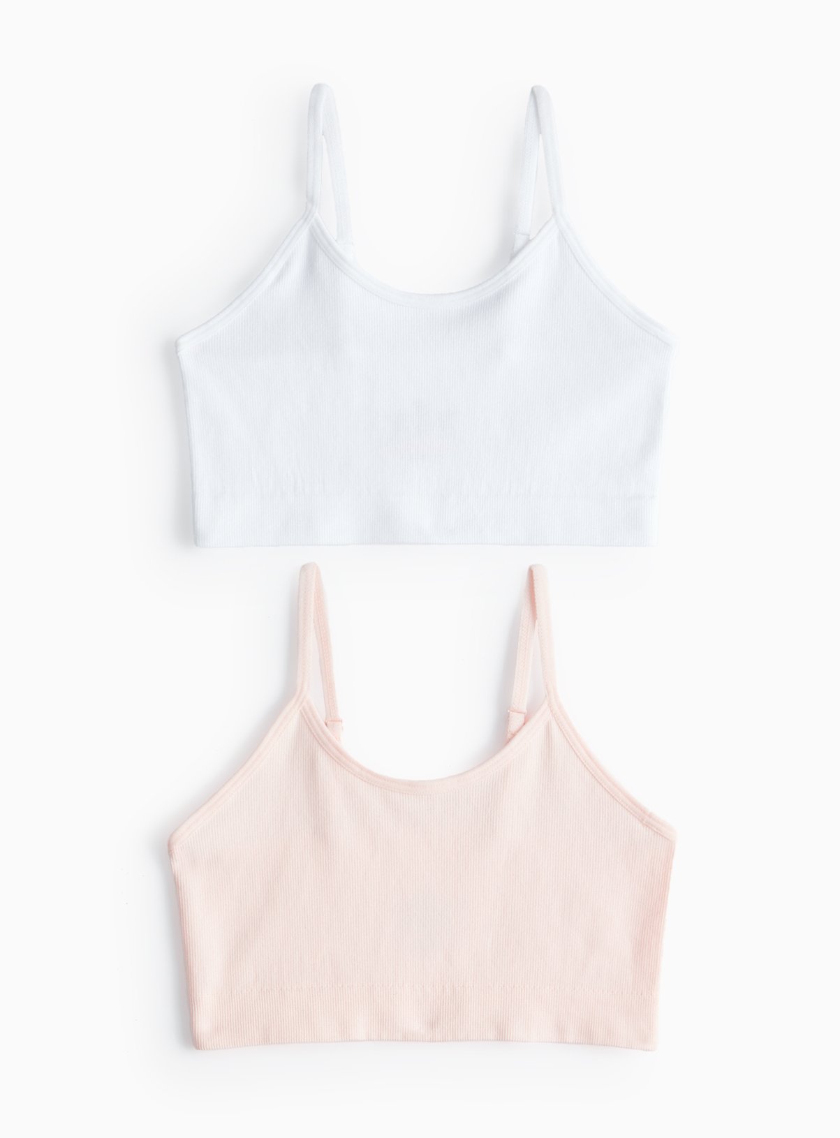 Pink & White Seamfree Ribbed Crop Top 2 Pack 12-14 years - Image 1 thumbnail